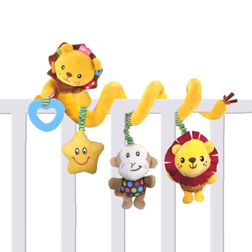 Voihamy Juguete de Asiento para bebés, Actividades de Asiento para el automóvil Juguete | Lion Carseat Toy Plush Battle Activity Play Doll,Accesorios de Cuna Suave Juego sensorial para niña y Chico