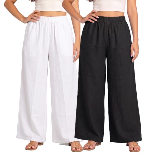 Image of Women Plazzo | Rayon Wide Leg for Women | Elastic Waist Flared Palazo Trousers | Comfortable Casual & Ethnic Wear Palazzo Pants