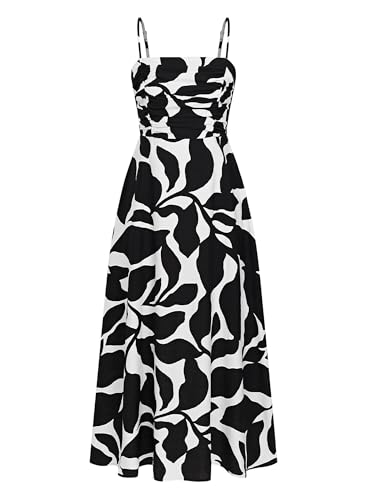 Robe d'été avec bretelles spaghetti froncées et coupe fluide