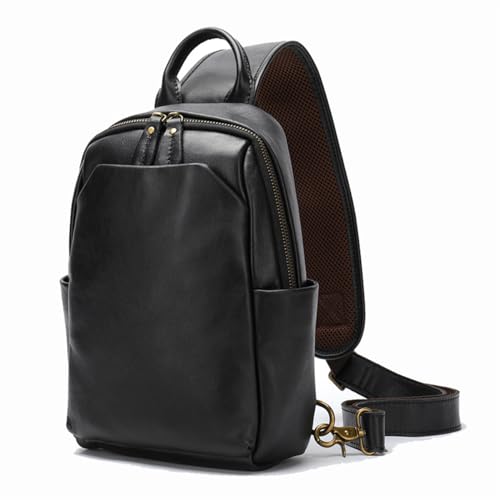 Sac à bandoulière en cuir véritable homme sport voyage gym sacoche noire imperméable