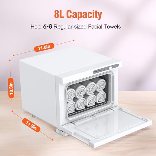 Handtuchwärmer, Handtuchheizschrank, extrem schnelle Aufheizgeschwindigkeit, einfache Bedienung, SPA-Bereichen, Friseur- und Schönheitssalons (8L,Weiß)
