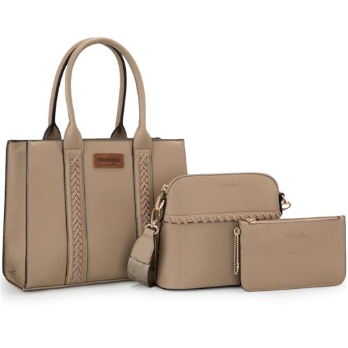 Image of Wrangler 3PCS Purses for Women Tote Bag Crossbody Handbag and Wallet Set with Guitar Strap