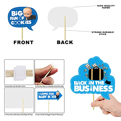 Party Propz Boss Baby Birthday Decoration For Boy - 1 Set of 18Pcs Boss Baby Photo Booth For Birthday Decorations For Boys