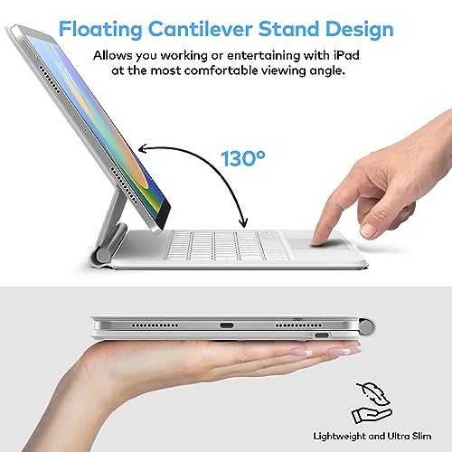runelk Keyboard Case for iPad 10th Generation 2022 & 11th (A16, 2025) – Magic-Style Keyboard with Multi-Touch Trackpad – Floating Cantilever Stand – Magnetic Case for iPad 10.9 inch 10th / 11th Gen.