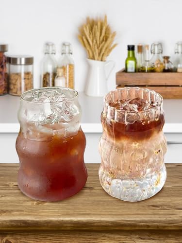 MINGZHE Copa de Café Taza de Agua Copas de Vino Taza de Cumpleaños a Rayas Taza de Agua Tazas de Cóctel Transparentes Taza de Botella de Vidrio de Jugo para el Hogar Bar Taza de Bebida Fría Taza de Le