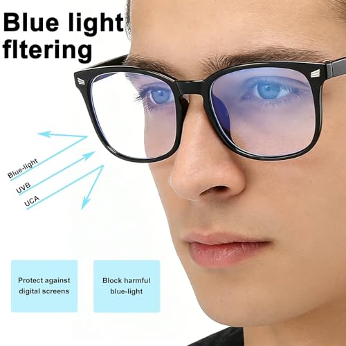 Image of Clear Blue Light Glasses for Women and Men, Fashionable Square Frame Glasses with Anti Glare Protection