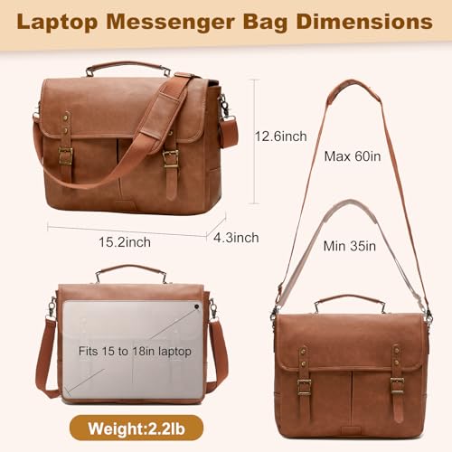 Bolso mensajero de cuero para hombre para laptop 15.6 pulgadas miniatura 3