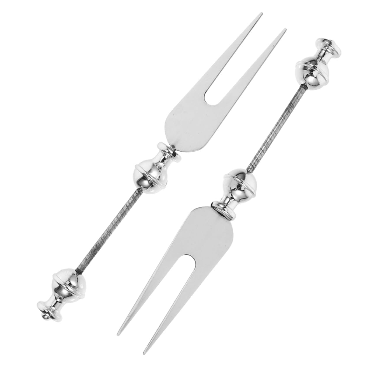 Cabilock Stainless Steel Three-tined Forks 2pcs Fruit Forks Beadable Diy Design for Snack Fondue and Appetizers