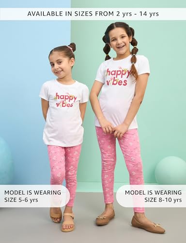 Image of Amazon Brand - Symbol Girl's Cotton Ribbed Stretchable Leggings | Ankle Length | Aged 2-14 Years