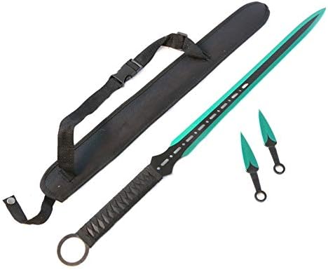 ASR Tactical Ninja Sword Full Tang Blade with Throwing Knives Sheath Survival Set (4 Colors)