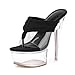 Clear Heels Platform Thong Sandals for Women Slip On Transparent Heeled Sandals Lucite Ultra-High Heels Flip Flop Slide Mules Openback Slingback Sexy Pole Dance Shoes Wedding Black Size 9.5