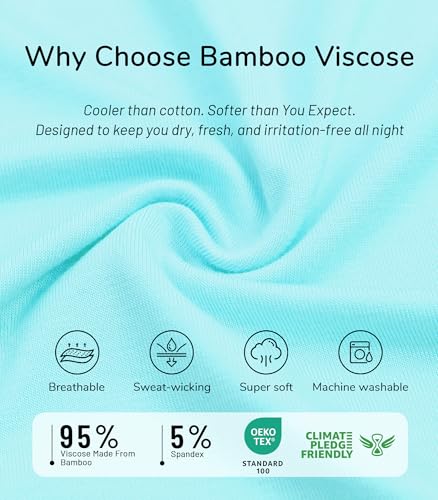 Image of NACHILA Pajamas Set for Women-Viscose Made from Bamboo, Sleeveless Pjs Cool V Neck Sleepwear Soft Capri Pants Pajama Sets