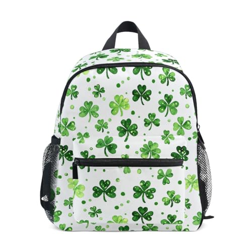 Reiacy Green Clovers - Mochila para niños pequeños con etiqueta de nombre, mochila para niños para guardería, viajes, escuela, Multicolor, Small