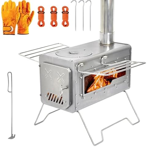 Outdoor Wood Burning Stove, Portable Camp Stove Tent Stove with Chimney Pipe for Cooking, Camping, Tent, Hiking, Fishing, Backpacking Cover