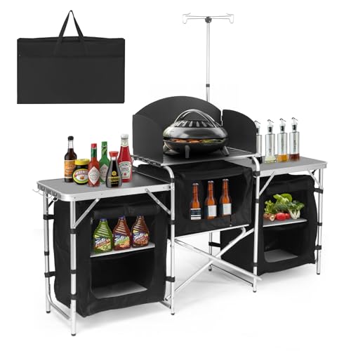 Pnbfhn Camping Kitchen Table, Folding Table,Outdoor Cooking Table with Storage Carrying Bag...