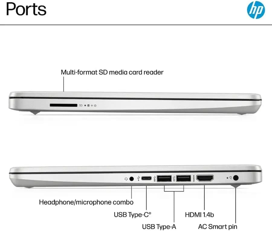 Image of HP 2025 14 Inch Student Business Laptop, Intel Processor N150, 16 GB RAM, 384 GB Storage(128GB UFS+256GB MSD), Copilot Key, AI Powered, 1 Year Office 365, Windows 11 Pro, Natural Silver, w /Accessories