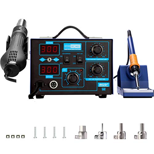 VIVOHOME 2 in 1 862D+ SMD Soldering Iron Station Rework Station Hot Air