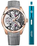 AGELOCER Men's Tourbillon Mechanical Watch, Free-Sprung Balance Skeleton Automatic Watch with 3D Manta Design, Sapphire Crystal, Luxury Waterproof Wristwatch for Men (9301D7)