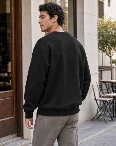 Image of Nobero Oversized Sweatshirts for Man Stylish Crew Neck | 280 GSM Rich Cotton Fleece Solid Oversized Fit Full Sleeve Sweatshirt for Men | Stylish Casual Wear Winter Sweatshirt for Men