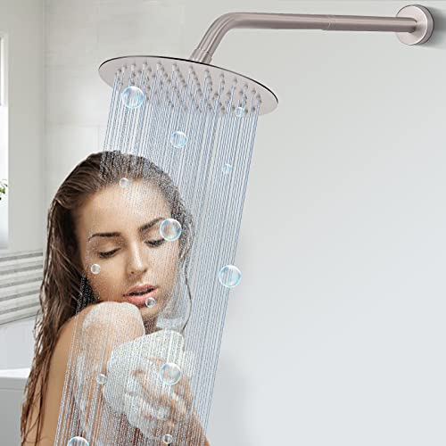 Harjue Shower Head Extension Arm, Shower Head Extender Water Outlet- Lowers Existing, Durable Shower Pipe Extension For Bathroom, Made Of Solid Metal Stainless Steel(10 Inch, Brushed Nickel) #TOP6