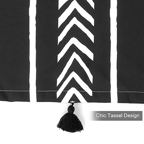 Uphome Boho Black And White Fabric Tassel Triangle Stripes Geometric Shower Curtain Set With Hooks Chic Tribal Bathroom Decor Accessories (72X72 Inch, Black) #TOP3