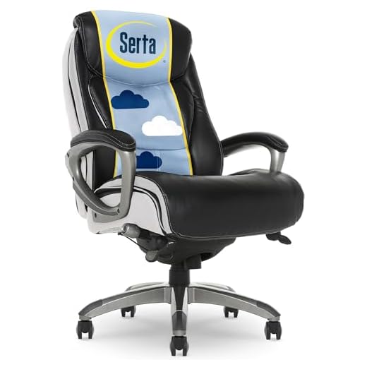 Serta 44942 Executive Office Chair with Smart Layers Technology | Leather and Mesh Ergonomic with Contoured Lumbar and ComfortCoils | Black & White