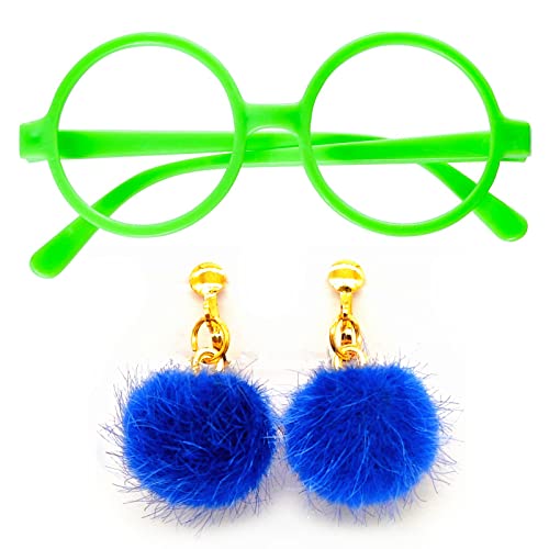 BOZILY Encanto Mirabel Isabella - Pendientes de marco de gafas de plástico verde decorativos, 1 par de aretes para niñas, disfraz de cosplay
