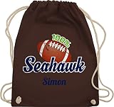 Turnbeutel Rucksack personalisiert - American Football Geschenke Superbowl - American Football Geschenk 100% Seahawk mit Name personalisiert Superbowl - Unisize - Braun - WM110