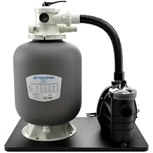 FibroPool FSP16 Sand Filter Pump System Above Ground Pool Pump & Filter Combo, 4500 GPH High Efficiency, 6-Way Multiport Valve, Hose Adapters Included, Black