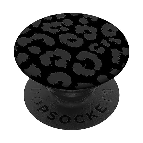 black gray cheetah print, leopard skin pattern PopSockets Adhesive PopGrip