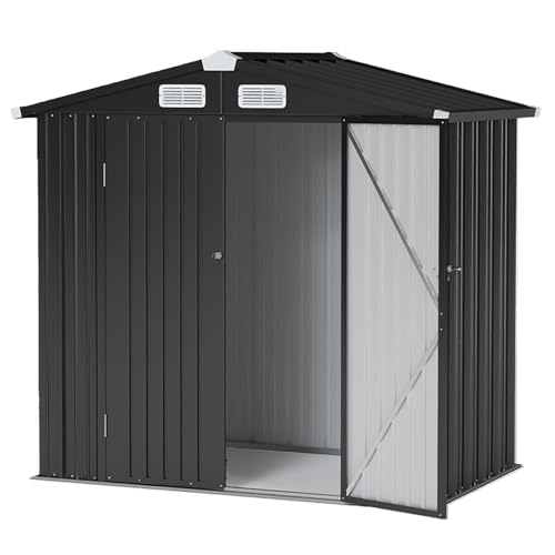 Aoxun Garden Sheds 6x4ft, Metal Shed Bike Tool Shed, Sheds and Outdoor Storage with Lockable Doors & Slooping for Backyard, Patio, Poolside,Black - Image 7