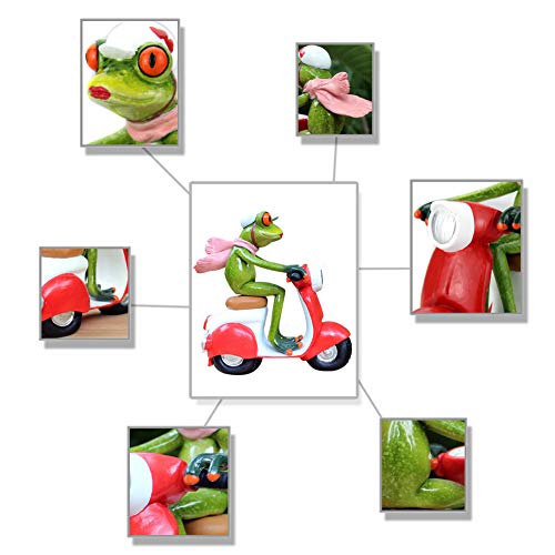 Dorlotou Red Eyes Frog Figurines Frog Sculpture Statue Red Motorcycle For Home Desk Bathroom Decoration 69008-2 #TOP1