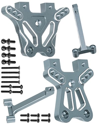 RCarmubWow RC Shock Tower & Brace Upgrades Part for 1/18 LaTrax Teton,LaTrax Desert Prerunner,Aluminium Front Rear Shock Tower & Brace Hops Up,Replace #7637,Titanium