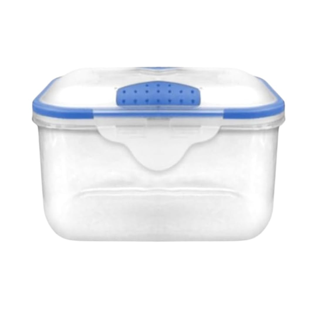 DTD QUALITY MATTERS Airtight Square Plastic Food Storage Container Clear Reusable Box with Secure Lock Lid Fridge, Freezer & Microwave Safe BPA-Free (1, 1.5LTR)