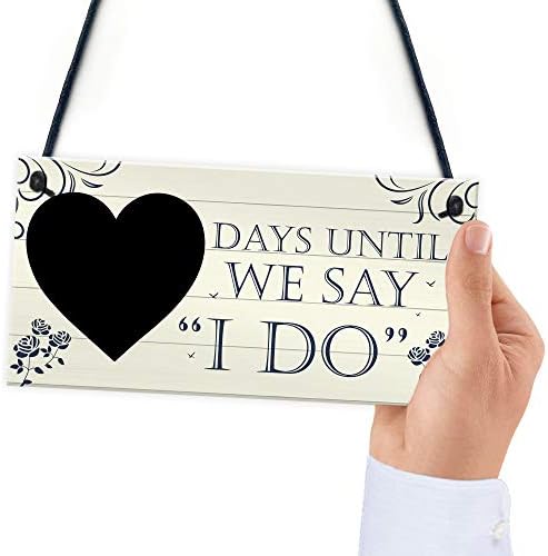 RED OCEAN Wedding Countdown I DO Chalkboard Hanging Plaque Sign Engagement Gift Fiance Mr & Mrs