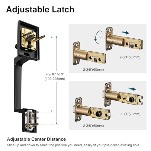 Calzibeno Black Front Door Handle and Deadbolt Set, Front Door Lock Set with Crystal Glass Door Knob, Exterior Door Lock Set with Single Cylinder, Reversible for Right & Left, Matte Black by Calzibeno - Used condition - Image 4