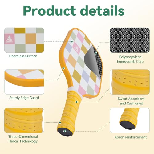 Image of AOBORTY Pickleball Paddles 4 Pack - USAPA Light Graphite Premium Rackets Fiber Face & Polymer Honeycomb Core Pickleball Set with 4 Outdoor Indoor Balls Including Portable Carry Bag