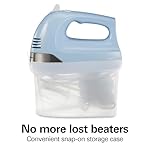 Hamilton Beach 6-Speed Electric Hand Mixer with Whisk, Dough Hooks and Easy Clean Beaters, Powerful 275 Watt Motor, Snap-On Storage Case, Blue - Image 3