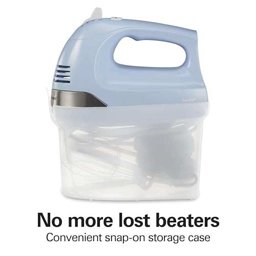 Hamilton Beach 6-Speed Electric Hand Mixer with Whisk, Dough Hooks and Easy Clean Beaters, Powerful 275 Watt Motor, Snap-On Storage Case, Blue - Image 4