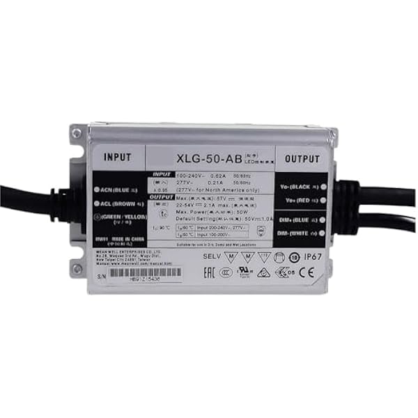 XLG-50-AB 50W stała moc AC/DC sterownik LED PFC aktywny 3 w 1 ściemnianie 22~54V Przełącznik zasilania IP67