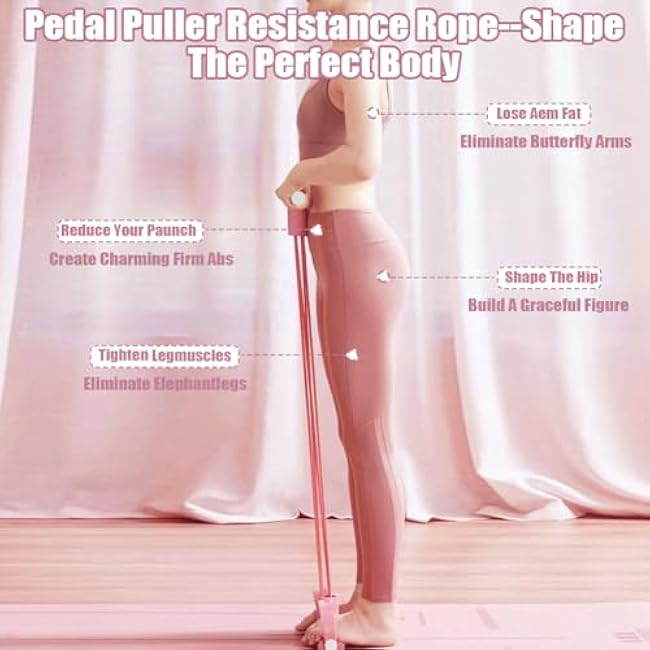 6-Tube Multifunctional Pedal Puller Resistance Rope with 8 Shaped Resistance Band, Foot Pedal Resistance Band, Full Body Workout Fitness Tool for Abdomen, Arm, Leg