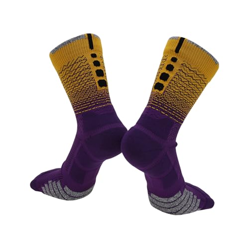 TUCKBOLD Cycling Socks Quick-Drying Non-Slip Sweat-Absorbent Anti-Friction Outdoor Bike Socks Purple Yellow One Size Neutral and Universal Line