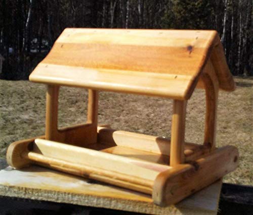 Large Cedar Wood Fly Through Platform Bird or Squirrel Feeder - Thumbnail 2