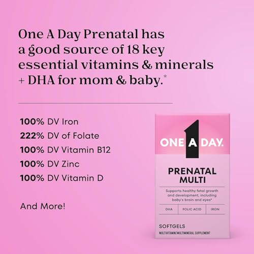 Image of One A Day Women's Prenatal 1 Multivitamin, Supplement for Before, During, and Post Pregnancy, including Vitamins A, C, D, E, B6, B12, and Omega-3 DHA, 30 Count