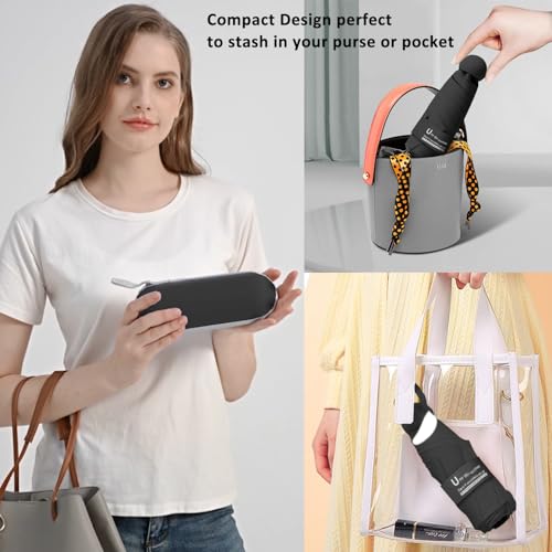 Image of BAODINI Travel Mini Umbrella for Purse with Case-Small Compact UV Umbrella Protection Sun-Lightweight Tiny Pocket Umbrella with Case for Women, Girls