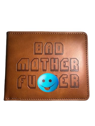 Embroidered Bad Mother fker Leather Wallet bad mother f ker wallet leather(brown)