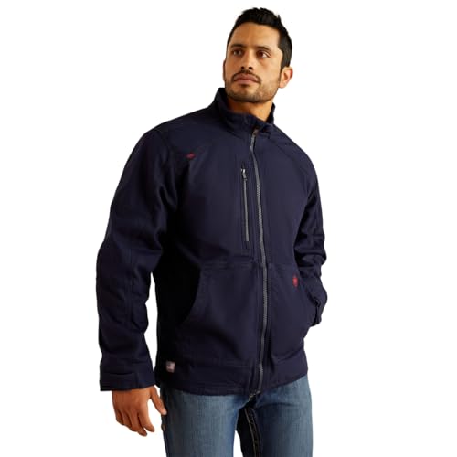 Image of ARIAT Men's Fire Resistant DuraLight Cordura Canvas Field Jacket, Navy, XX-Large Tall