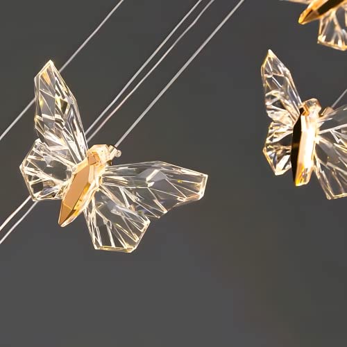 Modern Butterfly Cluster Pendant Light Bigmaii Luxurious Crystal 7 Lights Spiral Staircase Chandelier Led Hanging Light Fixtures For High Ceiling Stairway Dining Room #TOP4
