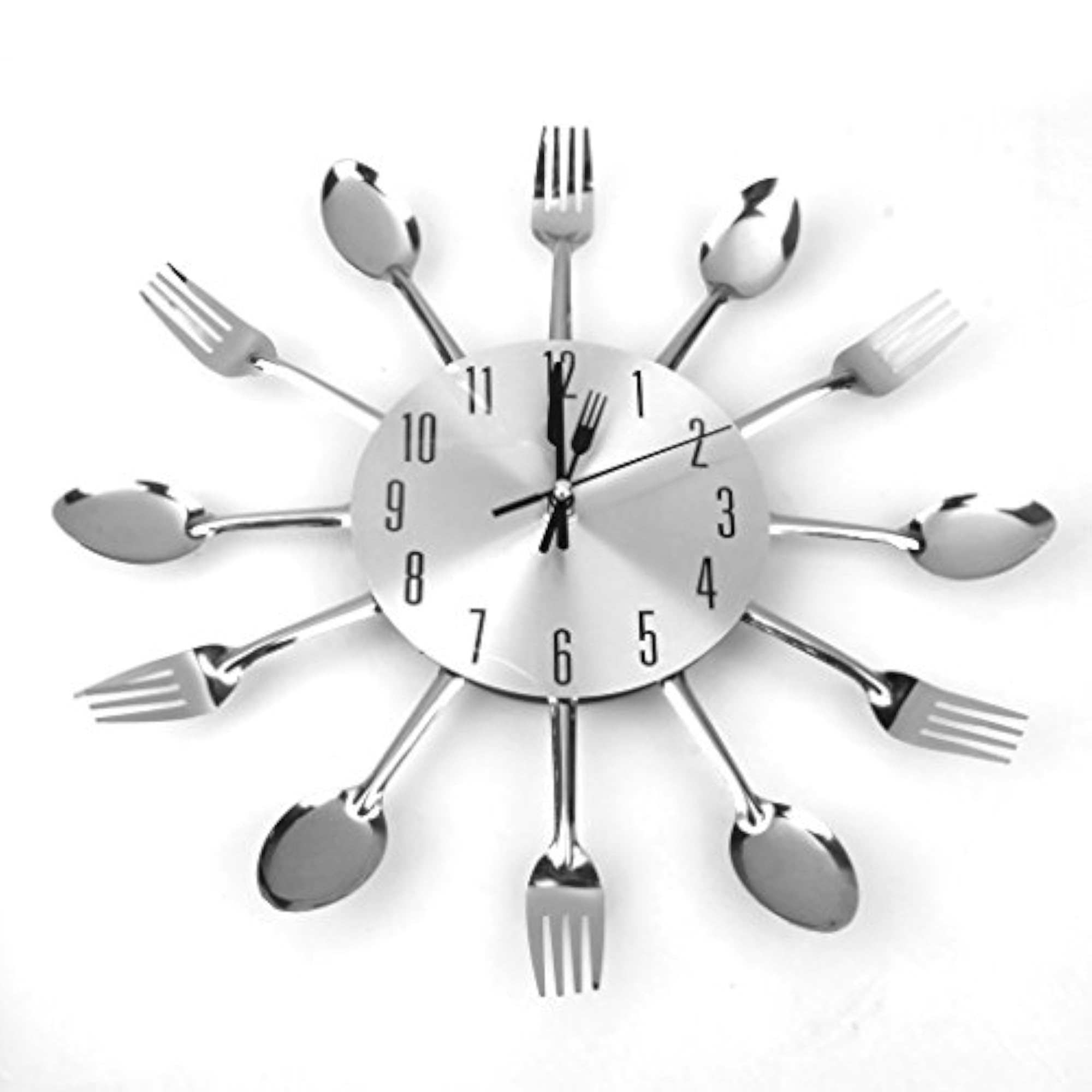 Unique Aluminum Spoon Fork Clock for Kitchen Wall