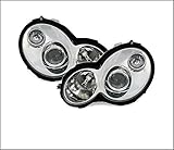 faros delanteros mercedes w203 Especificaciones técnicas: Producto: Faro delantero, instalación plugn-play, contenido del paquete: juego de 2 piezas, lado del conductor y del pasajero, preparado para la nivelación eléctrica y neumática de los faros, aprobación: homologación E (estándar E), versión: Coupe, solo para vehículos sin xenón, bombillas adecuadas: H7/H7 (no incluidas) / Color: cristal transparente cromado